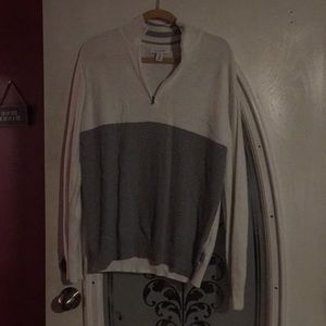 White and gray Calvin Klein sweater